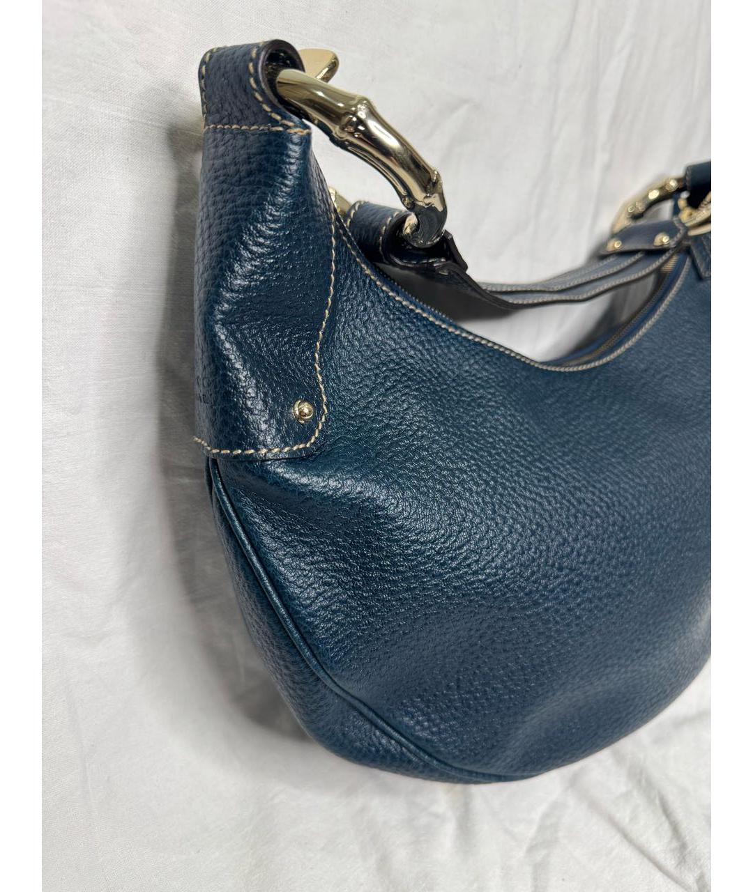 GUCCI Бирюзовая кожаная сумка с короткими ручками, фото 2