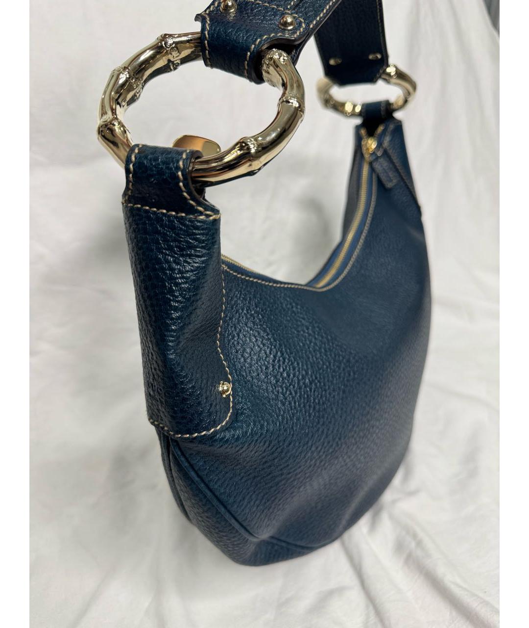 GUCCI Бирюзовая кожаная сумка с короткими ручками, фото 4