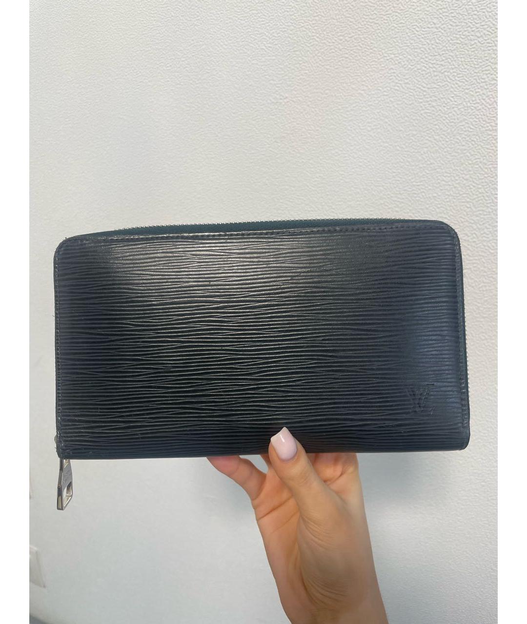 LOUIS VUITTON Черный кожаный кошелек, фото 2