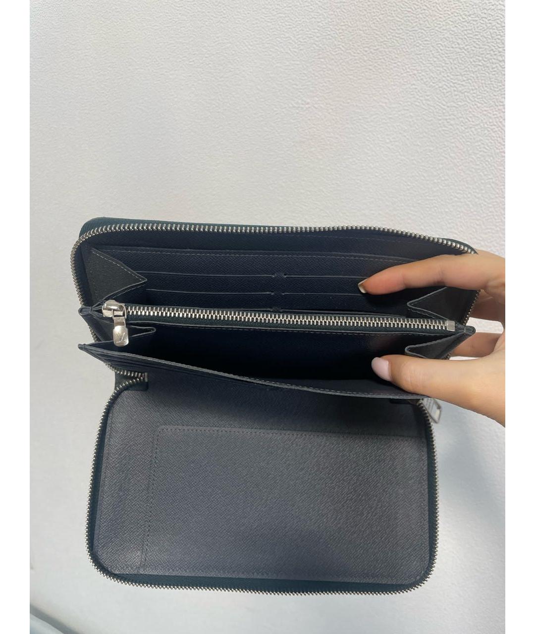 LOUIS VUITTON Черный кожаный кошелек, фото 4