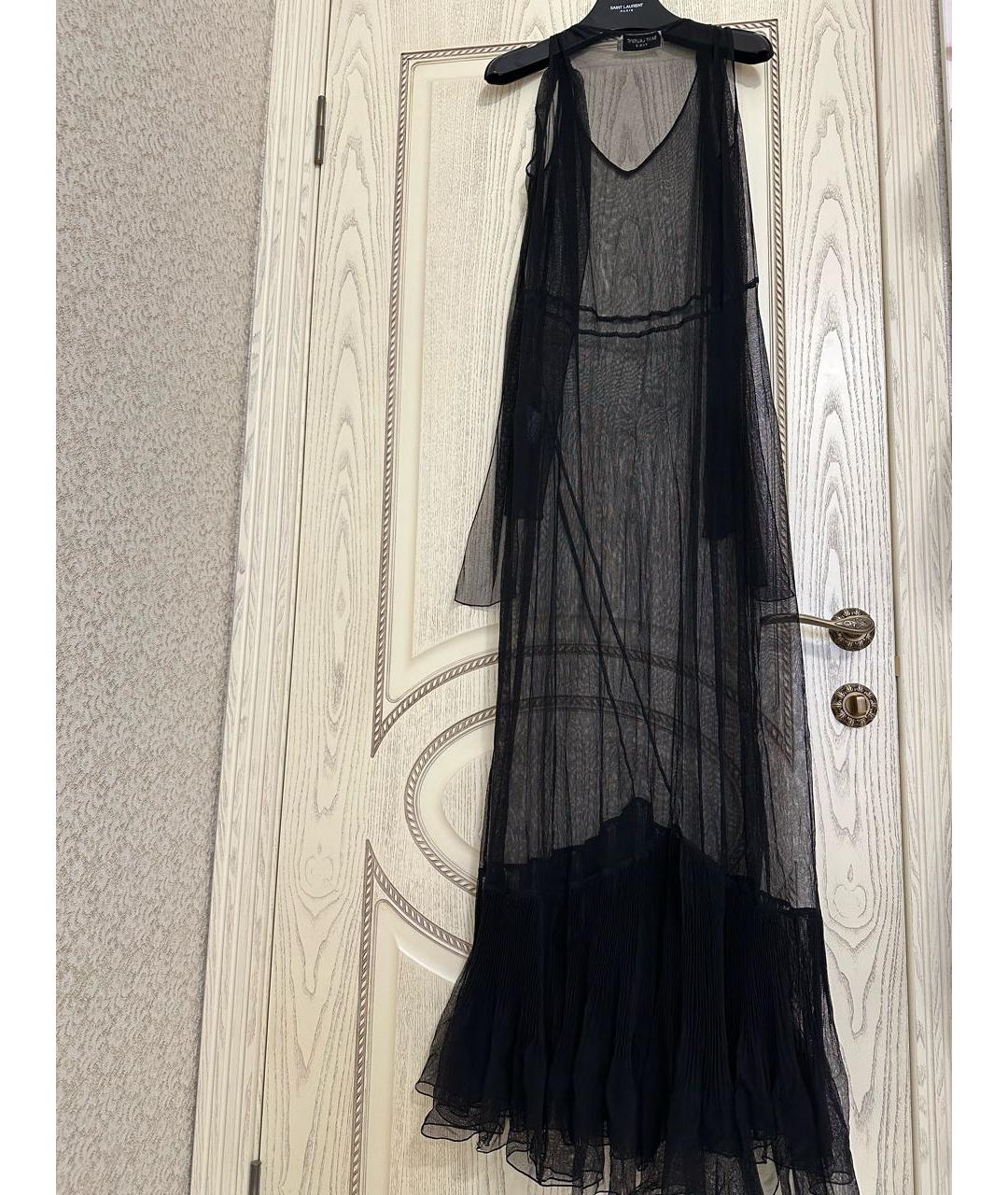 SAINT LAURENT Черное сетчатое коктейльное платье, фото 2