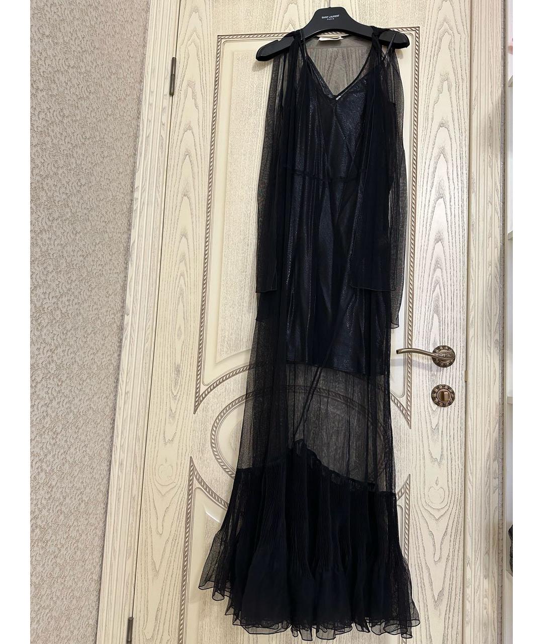 SAINT LAURENT Черное сетчатое коктейльное платье, фото 8