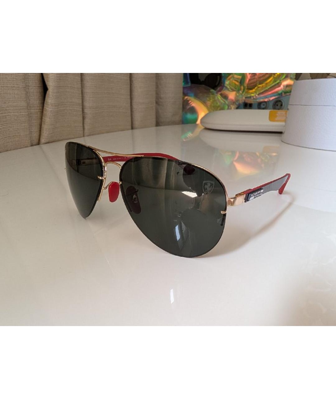 RAY BAN Золотые металлические солнцезащитные очки, фото 5