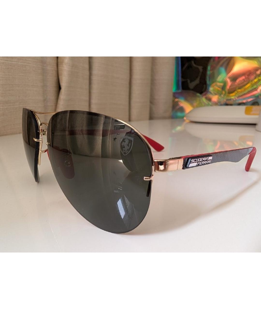 RAY BAN Золотые металлические солнцезащитные очки, фото 3