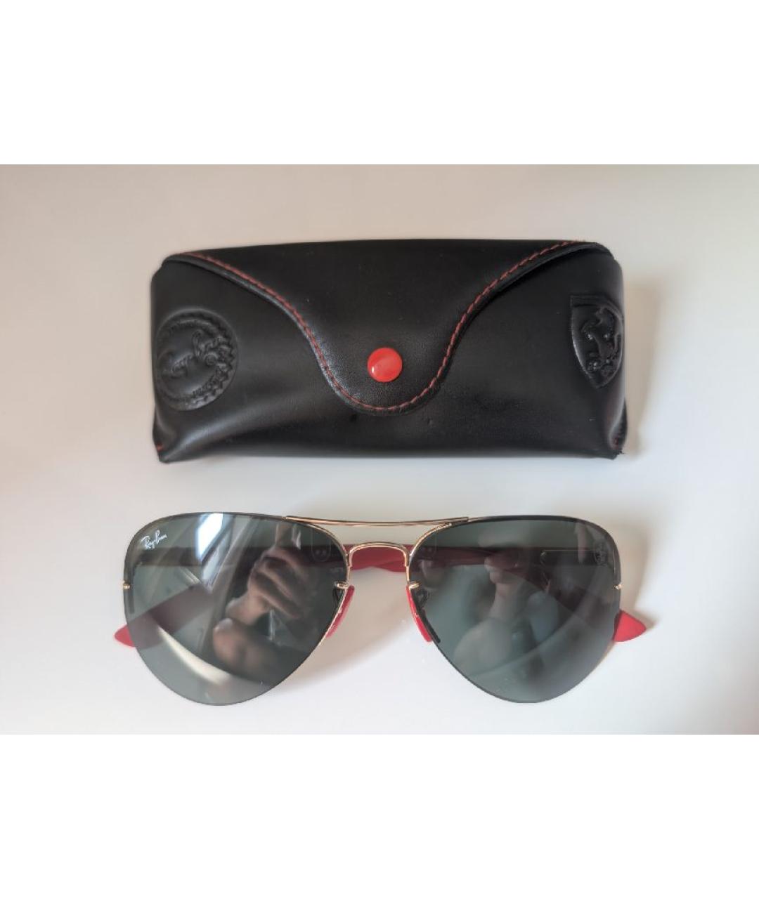RAY BAN Золотые металлические солнцезащитные очки, фото 4