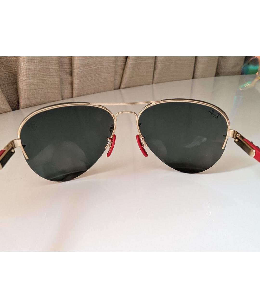 RAY BAN Золотые металлические солнцезащитные очки, фото 6