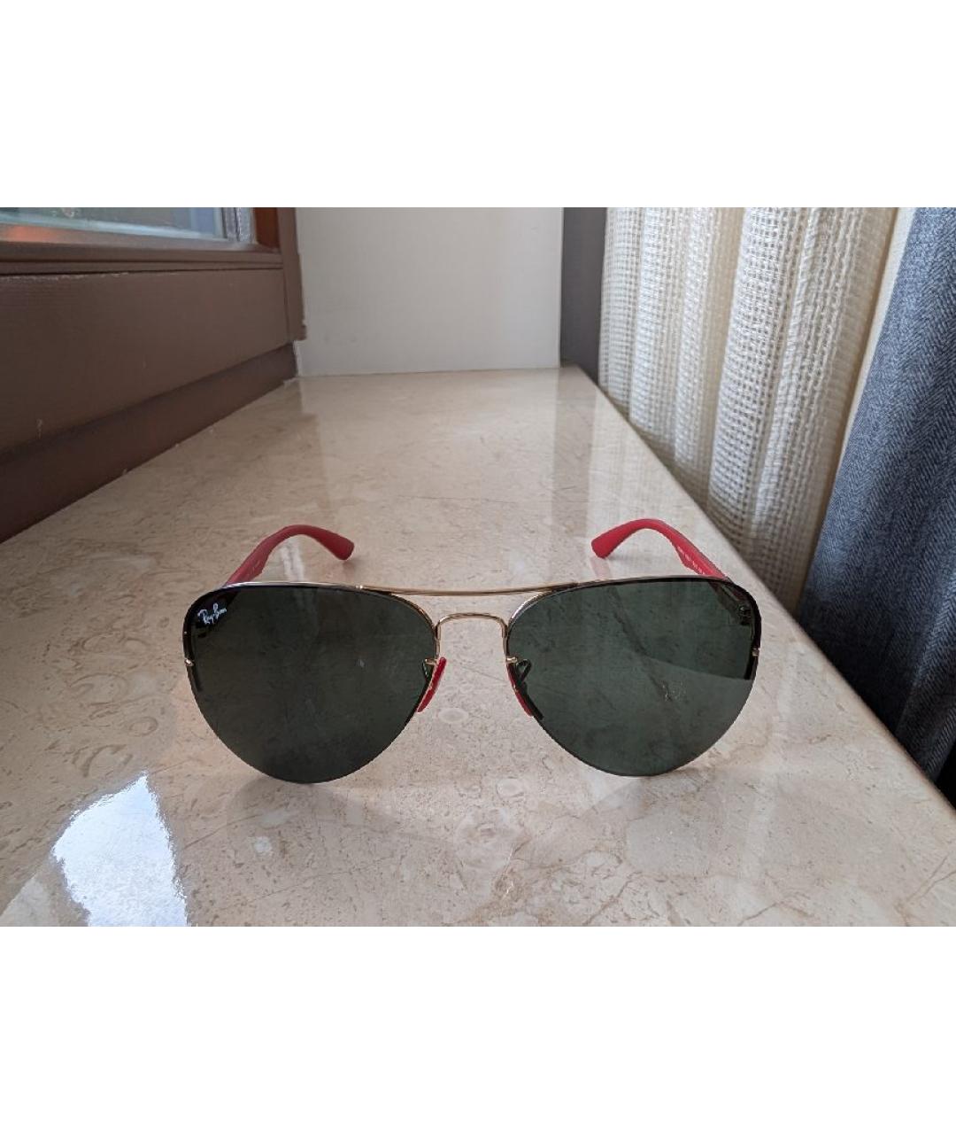 RAY BAN Золотые металлические солнцезащитные очки, фото 7