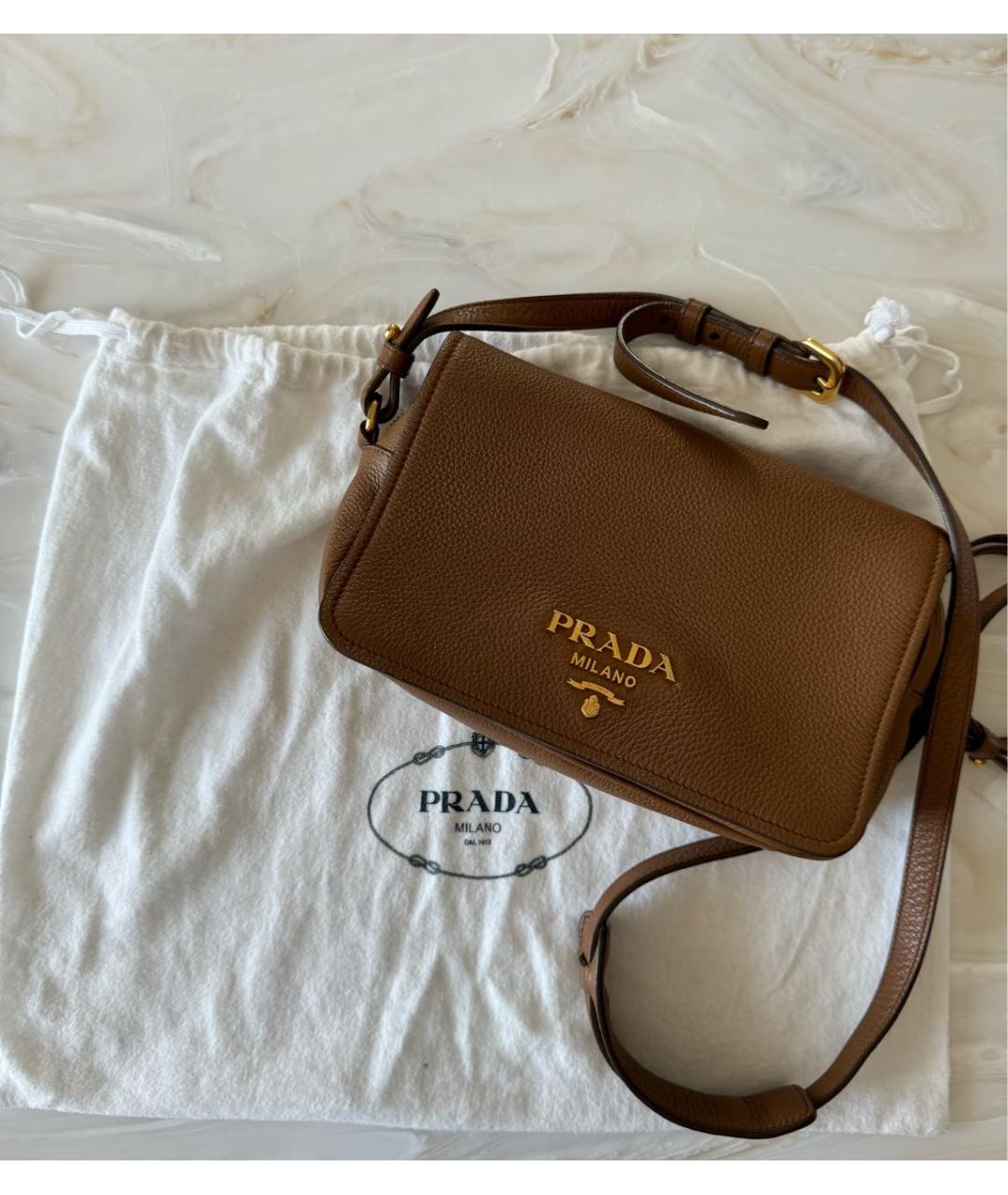 PRADA Коричневая кожаная сумка через плечо, фото 5