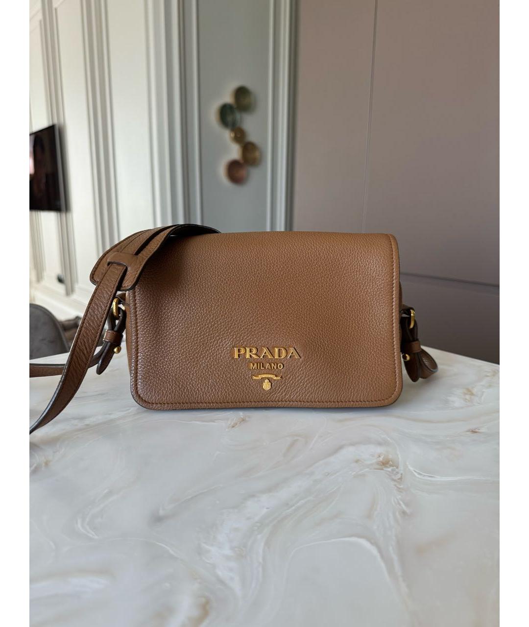 PRADA Коричневая кожаная сумка через плечо, фото 8