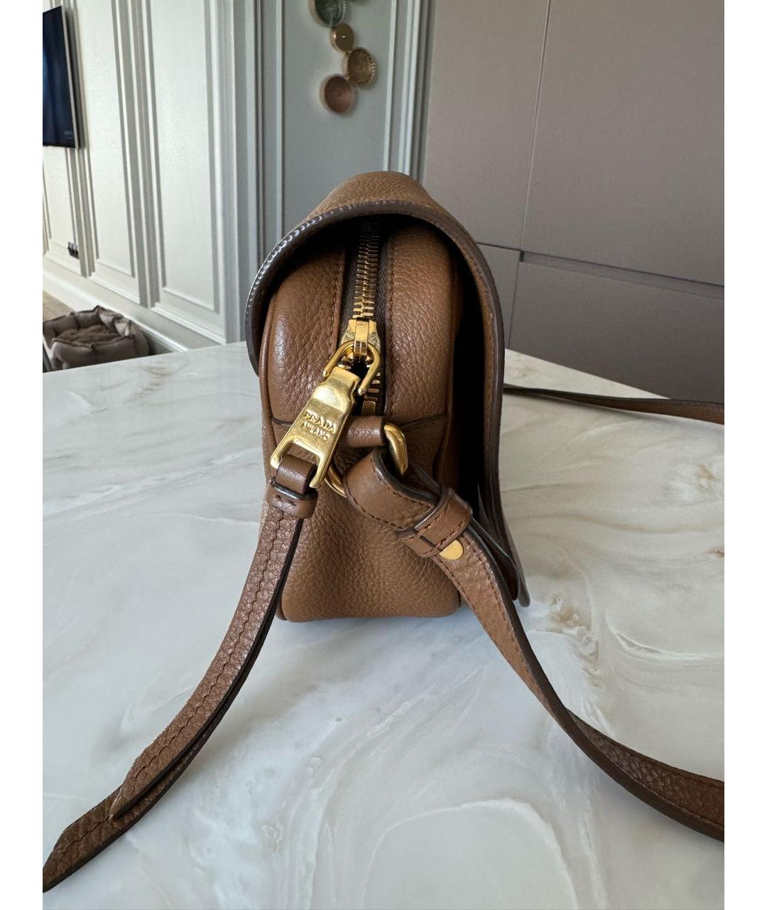 PRADA Коричневая кожаная сумка через плечо, фото 2