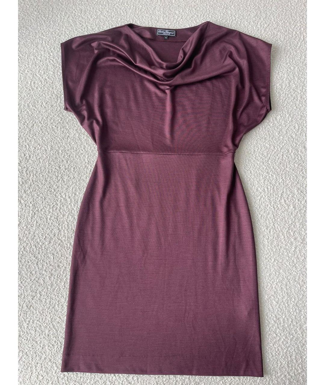 FERRAGAMO Бордовое шерстяное повседневное платье, фото 3