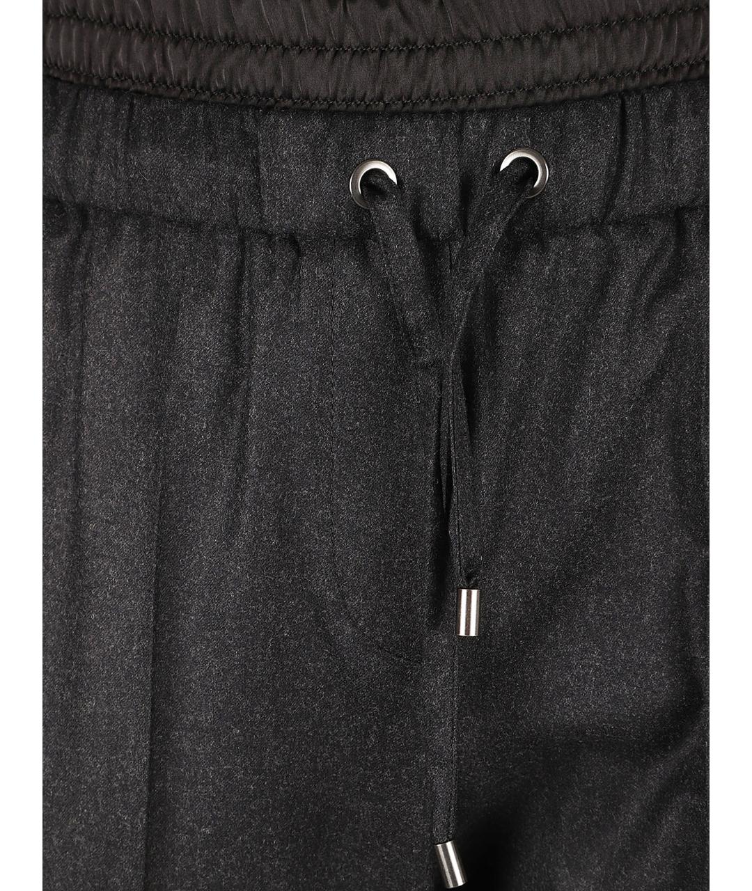 BRUNELLO CUCINELLI Антрацитовые шерстяные прямые брюки, фото 3
