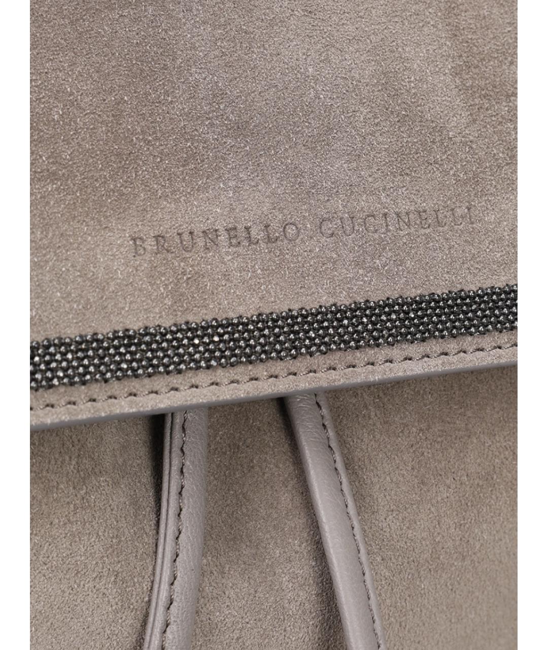 BRUNELLO CUCINELLI Бежевый замшевый рюкзак, фото 3