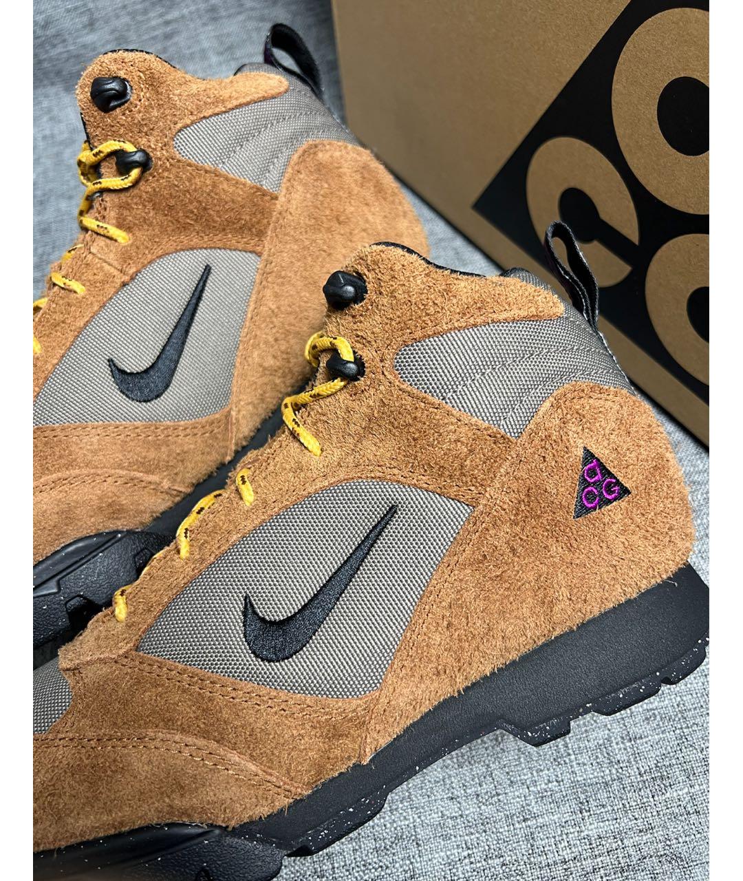 NIKE ACG Коричневые замшевые высокие ботинки, фото 5