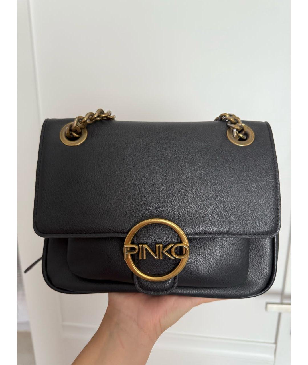 PINKO Черная сумка через плечо из искусственной кожи, фото 4