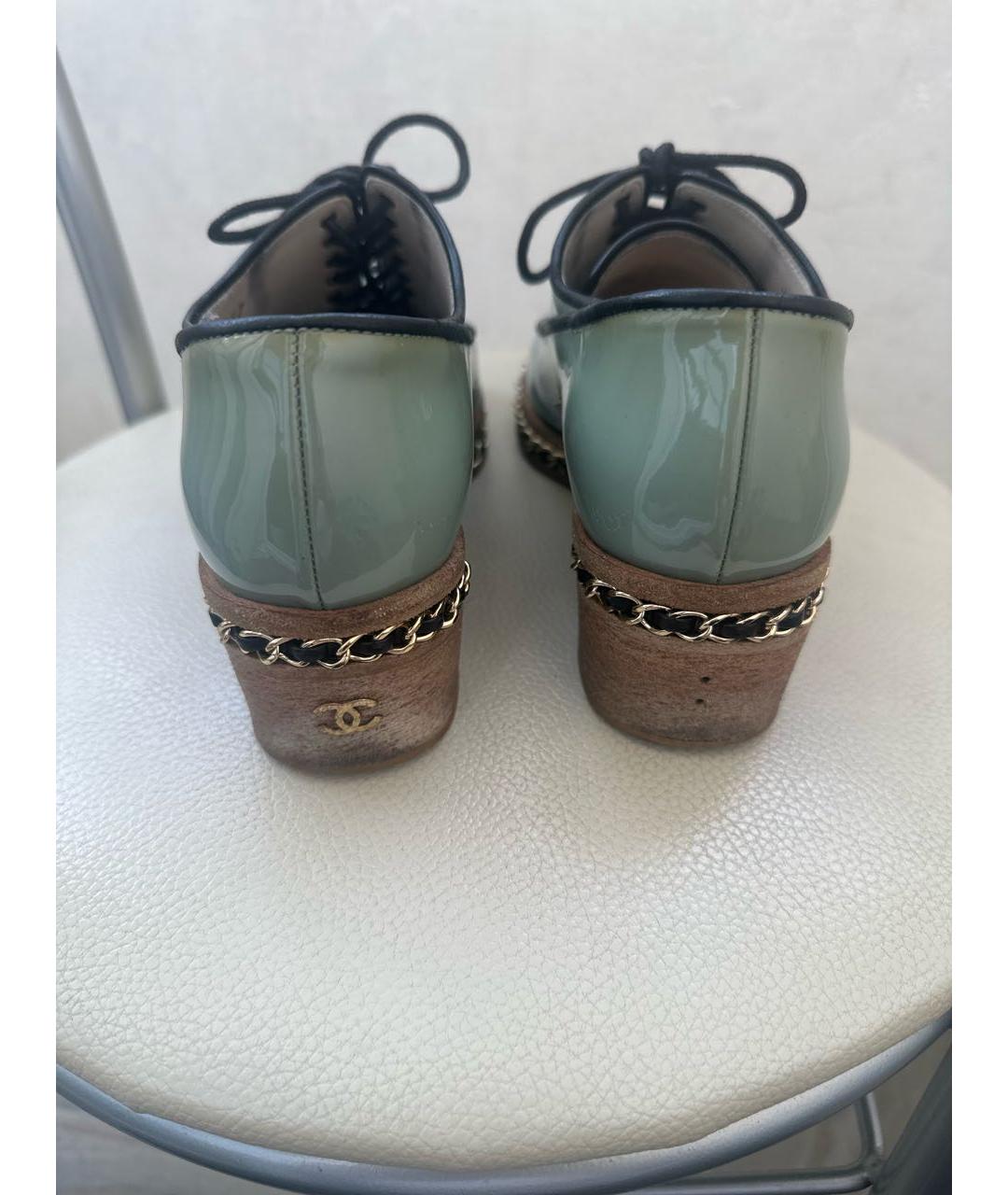 CHANEL Голубые туфли из лакированной кожи, фото 3