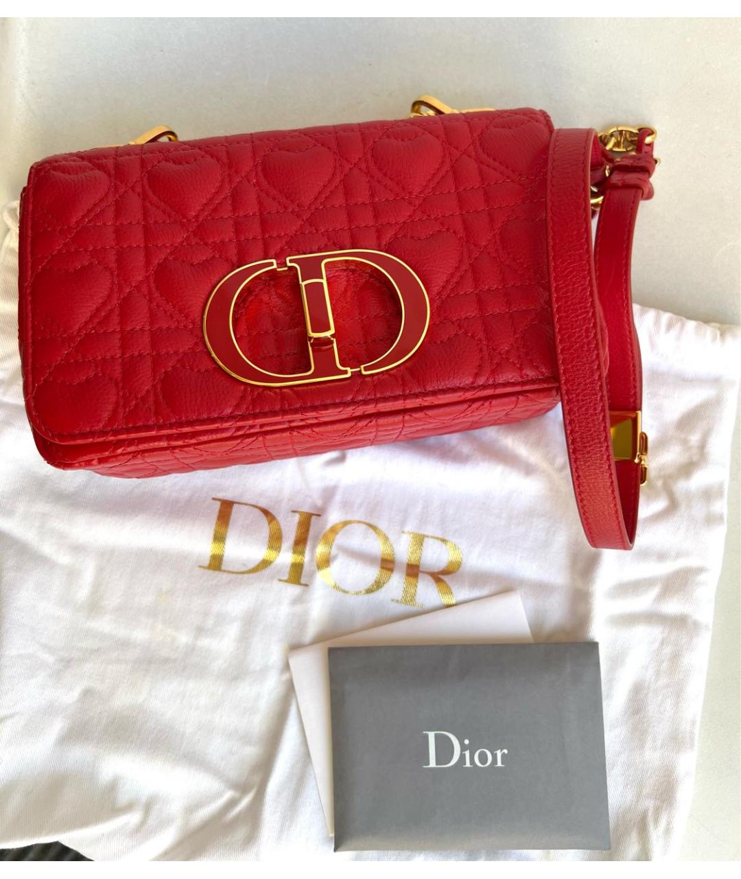 CHRISTIAN DIOR Красная кожаная сумка через плечо, фото 6