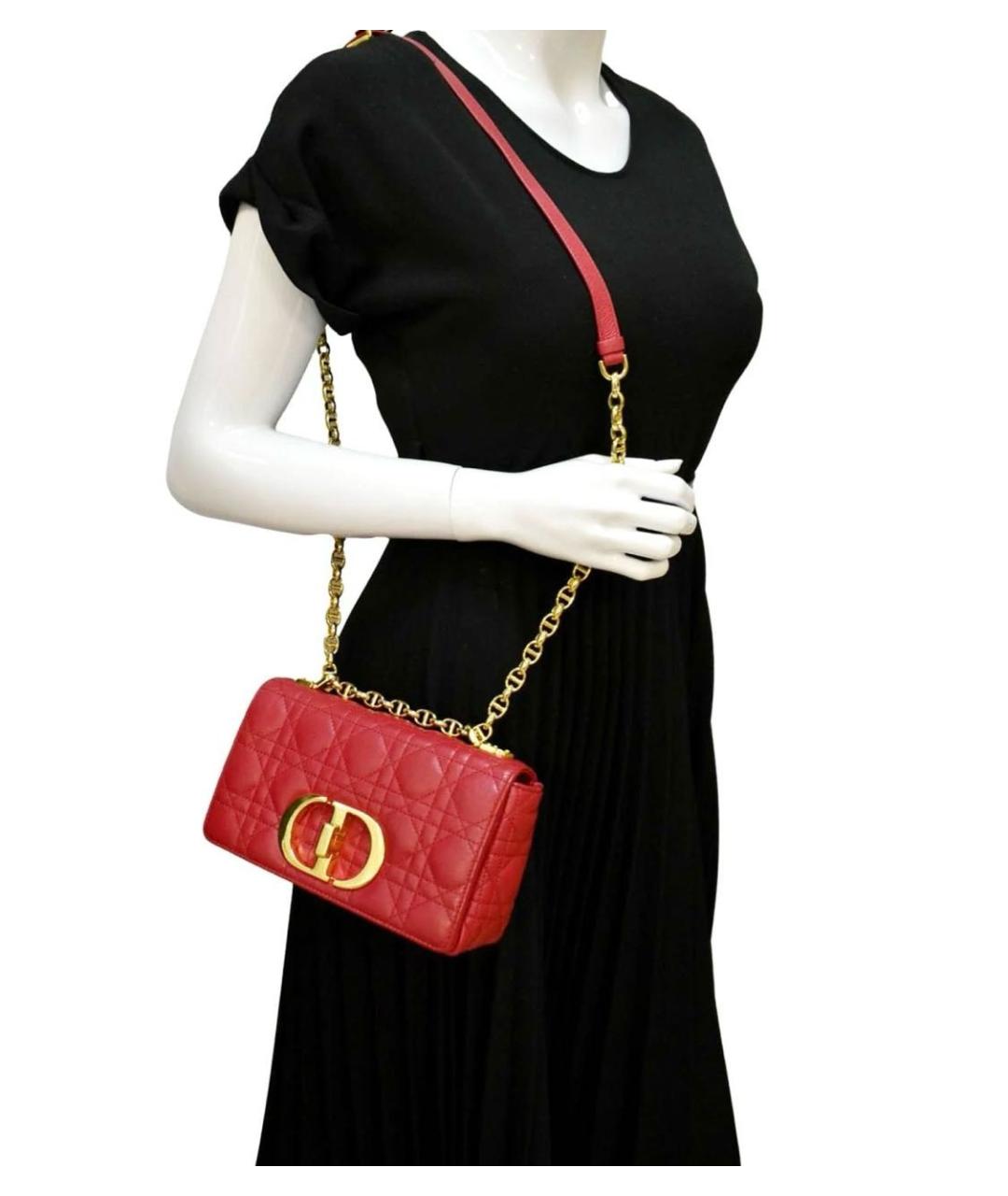 CHRISTIAN DIOR Красная кожаная сумка через плечо, фото 7