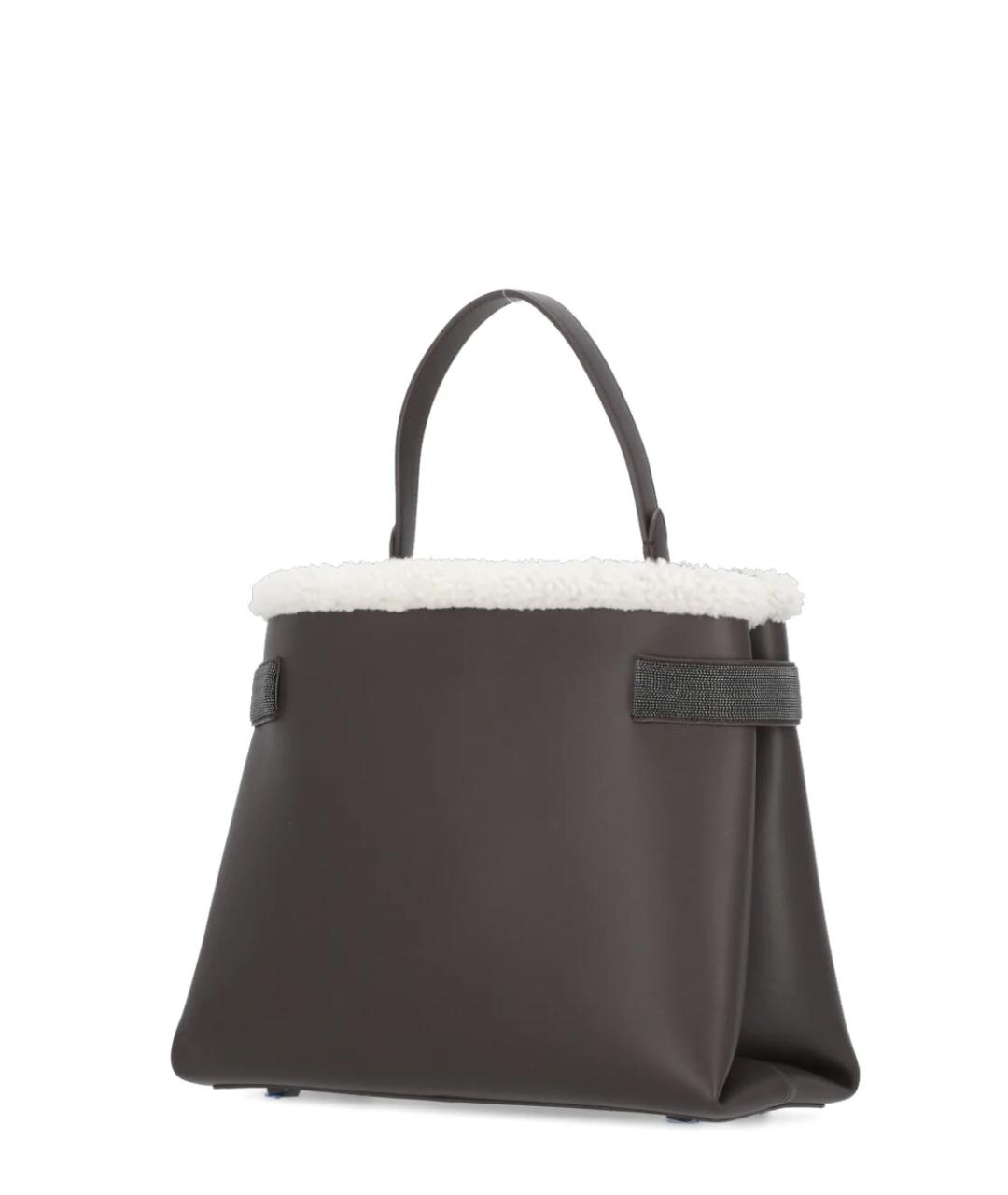 BRUNELLO CUCINELLI Коричневая кожаная сумка тоут, фото 2