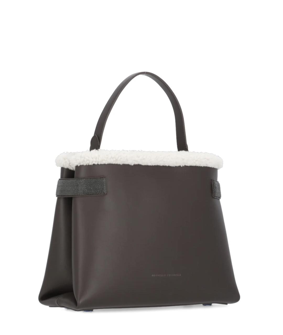 BRUNELLO CUCINELLI Коричневая кожаная сумка тоут, фото 3