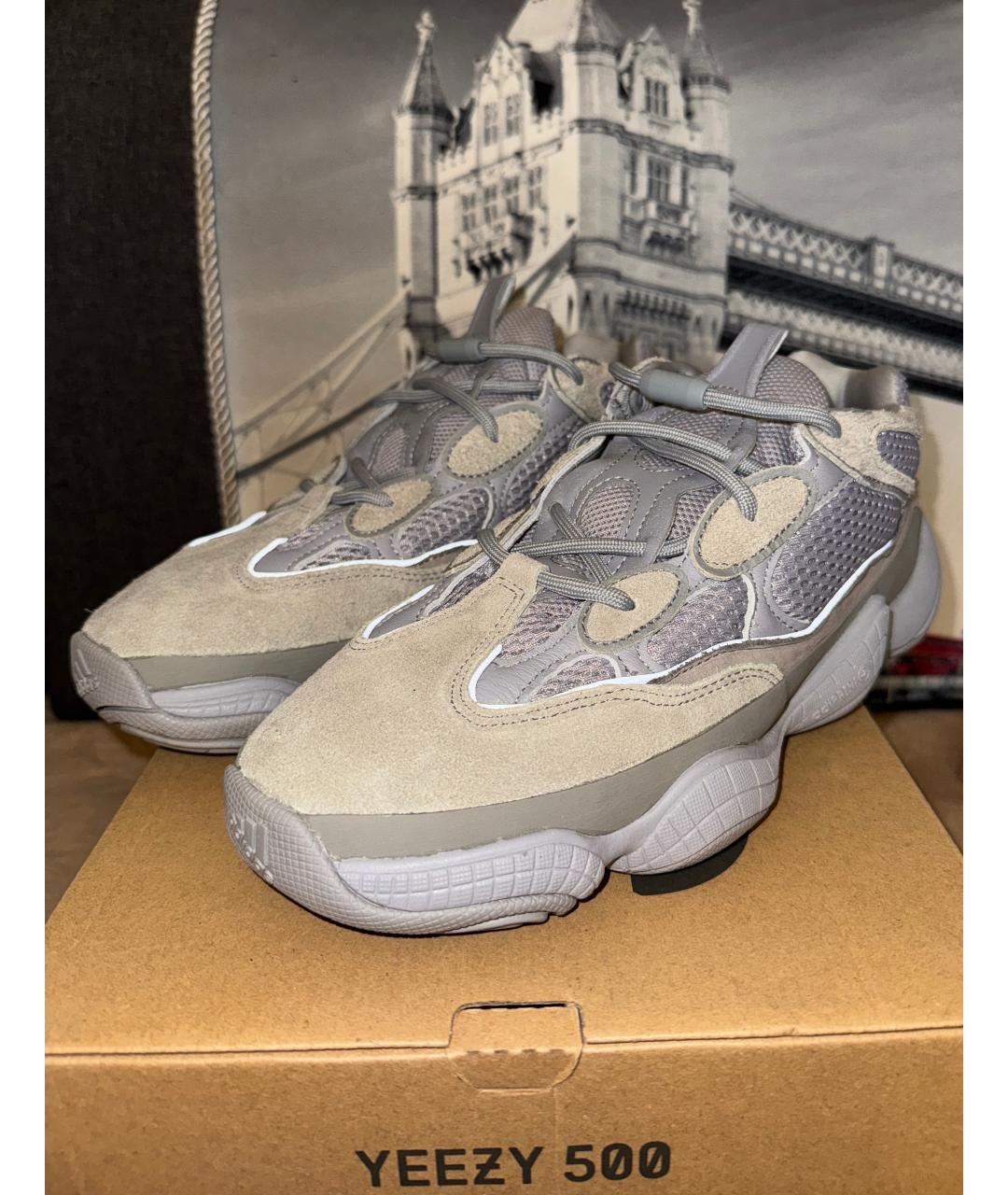 ADIDAS YEEZY Серые замшевые низкие кроссовки / кеды, фото 2