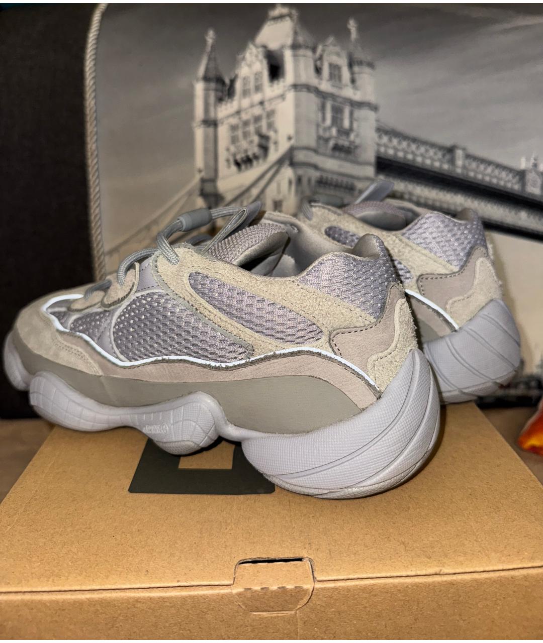 ADIDAS YEEZY Серые замшевые низкие кроссовки / кеды, фото 3