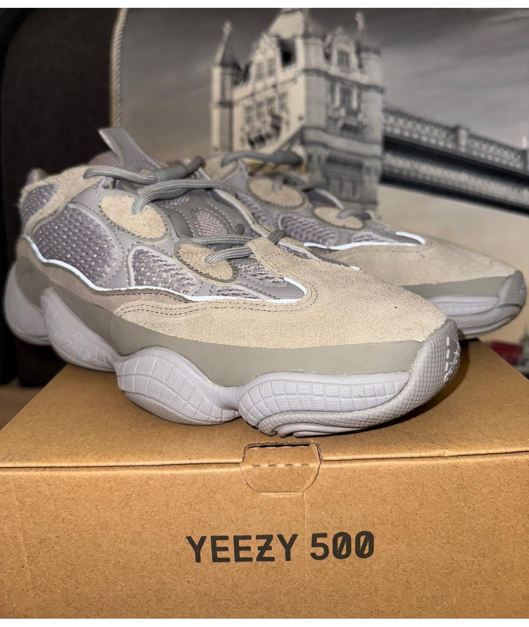 ADIDAS YEEZY Серые замшевые низкие кроссовки / кеды, фото 4