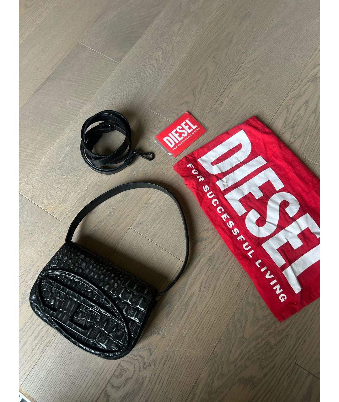 DIESEL Черная кожаная сумка с короткими ручками, фото 8