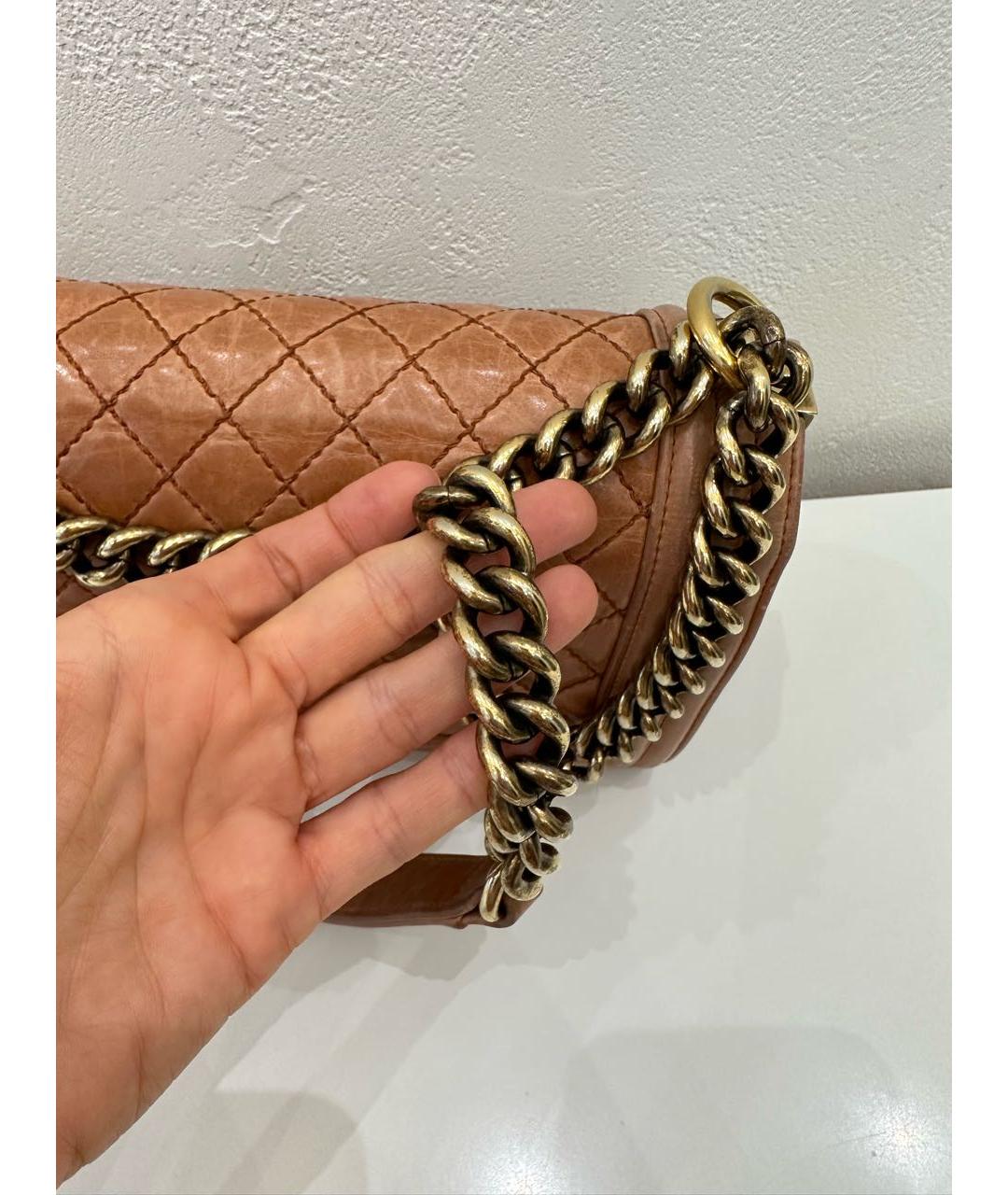 CHANEL Коричневая кожаная сумка через плечо, фото 4