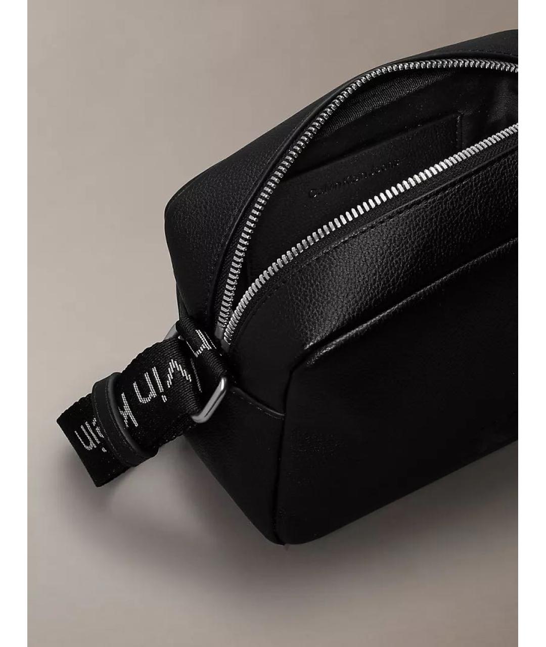 CALVIN KLEIN Черная сумка через плечо из искусственной кожи, фото 3