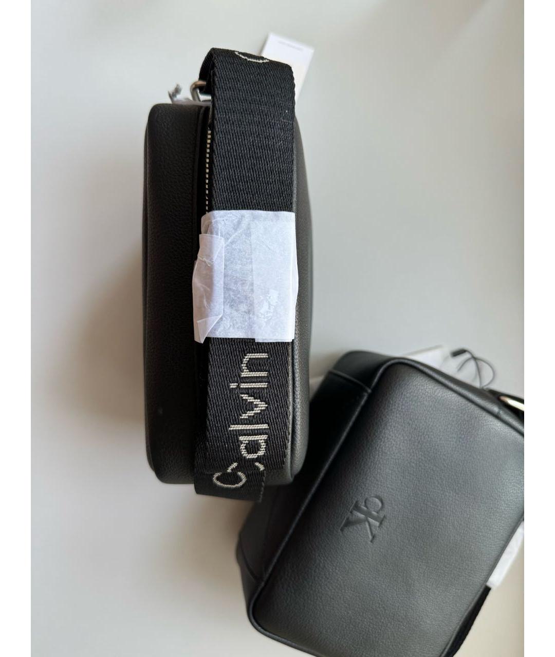 CALVIN KLEIN Черная сумка через плечо из искусственной кожи, фото 6
