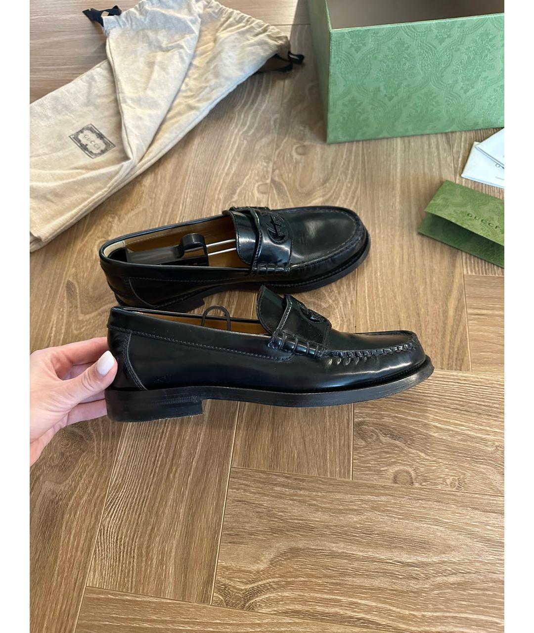GUCCI Черные кожаные лоферы, фото 9