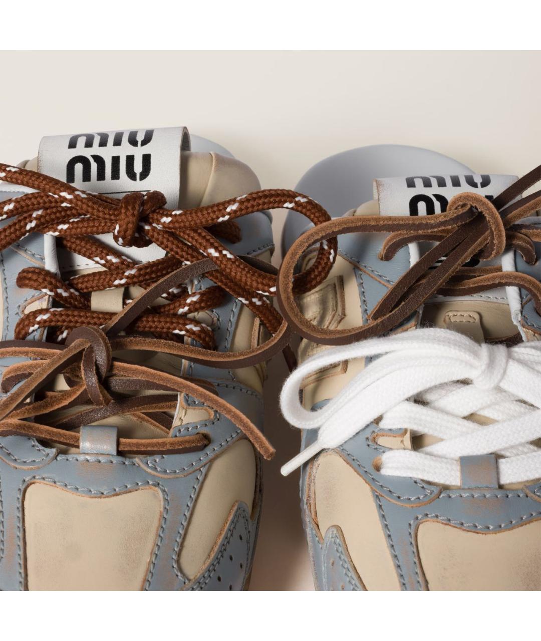 MIU MIU Серые кожаные мюли, фото 4