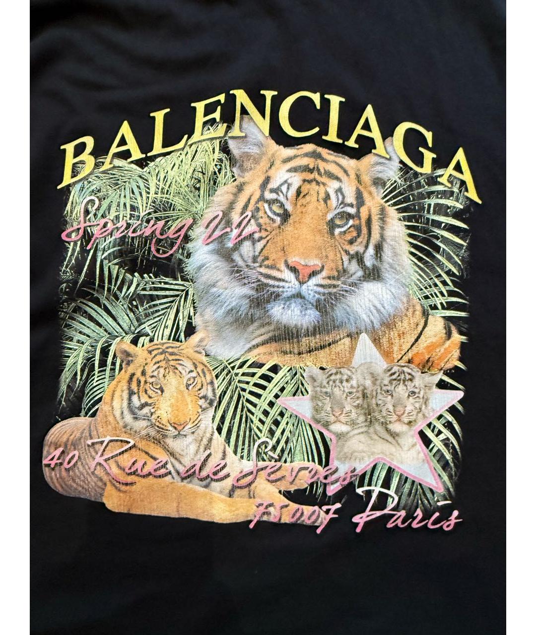 BALENCIAGA Черная хлопковая футболка, фото 2