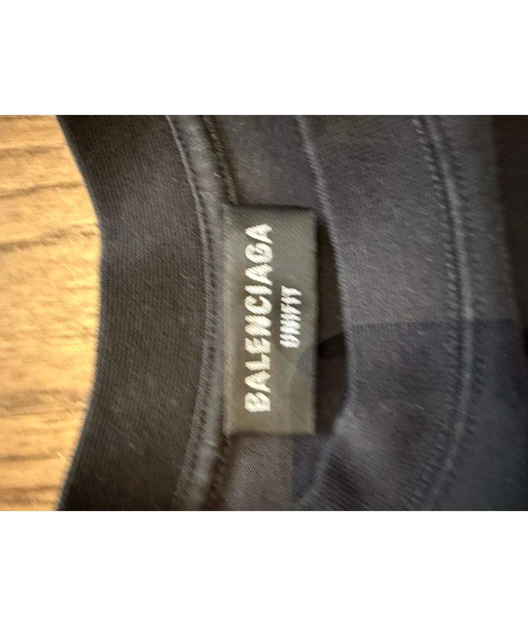 BALENCIAGA Черная хлопковая футболка, фото 3