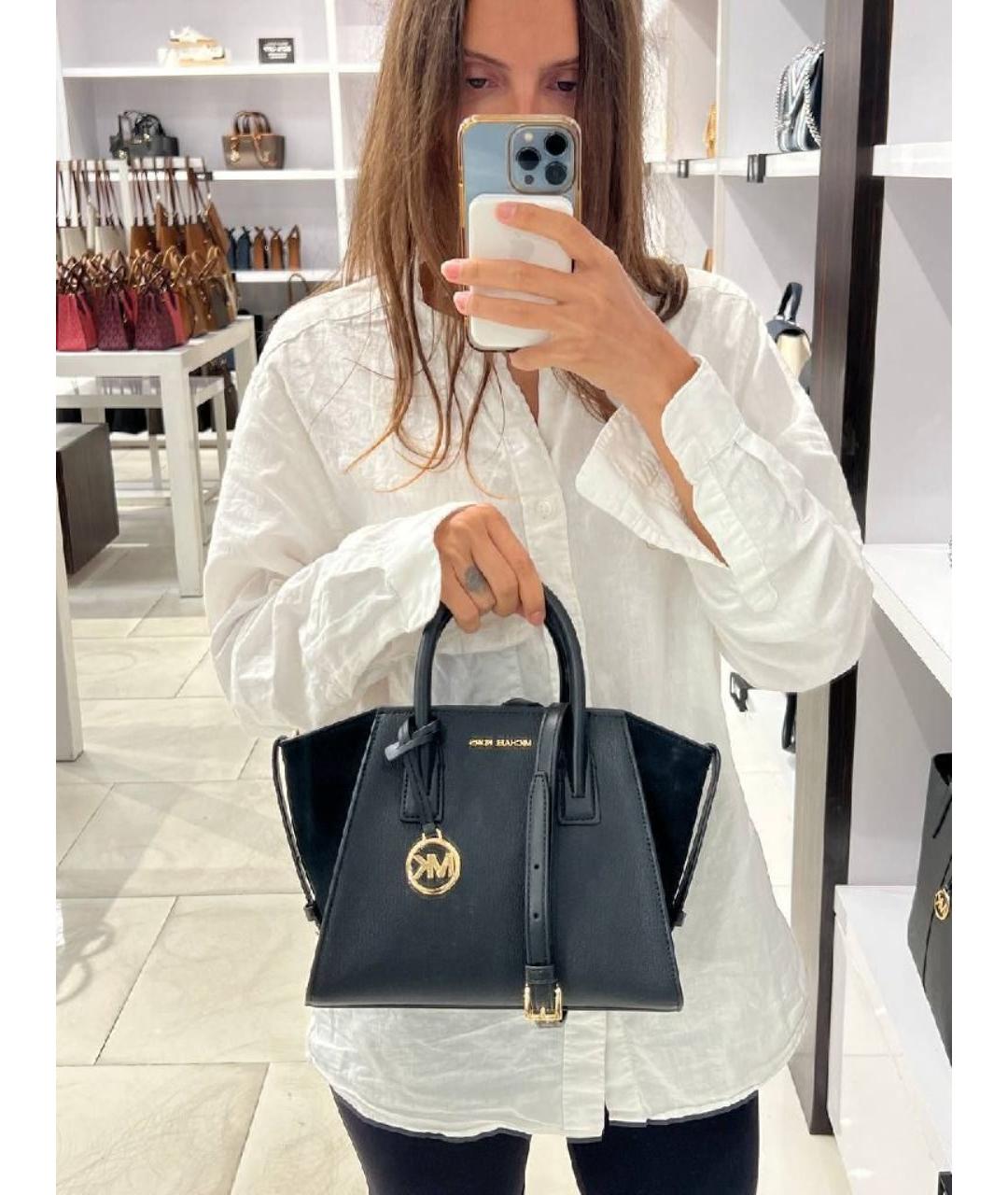 MICHAEL KORS Черная кожаная сумка с короткими ручками, фото 3