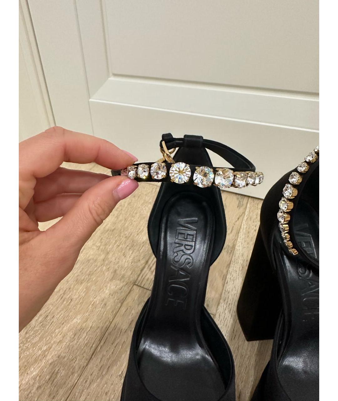 VERSACE Черные текстильные туфли, фото 6
