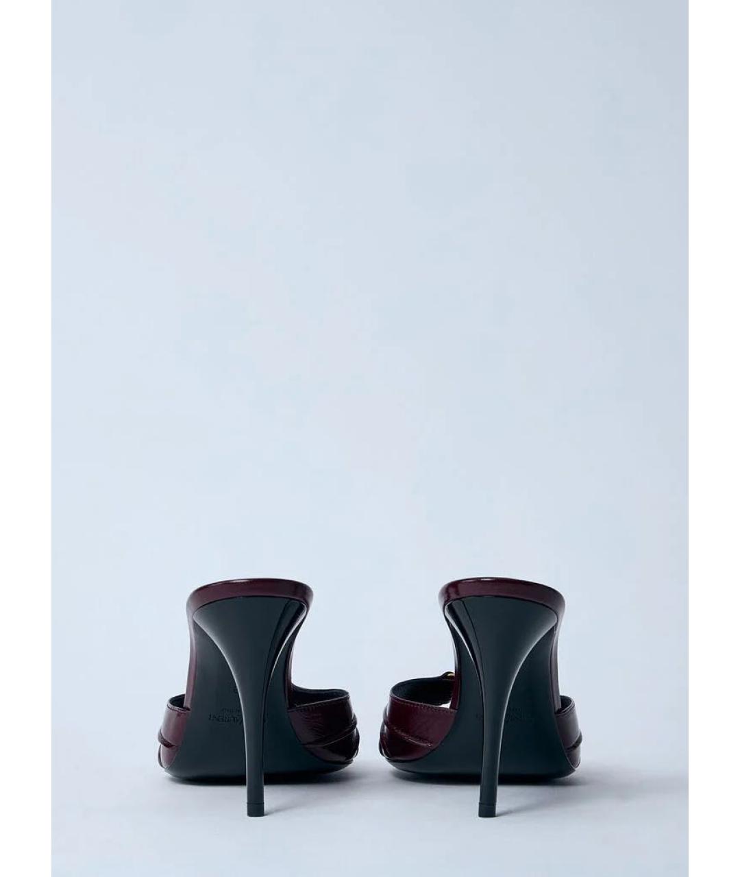 SAINT LAURENT Бордовые мюли из лакированной кожи, фото 5