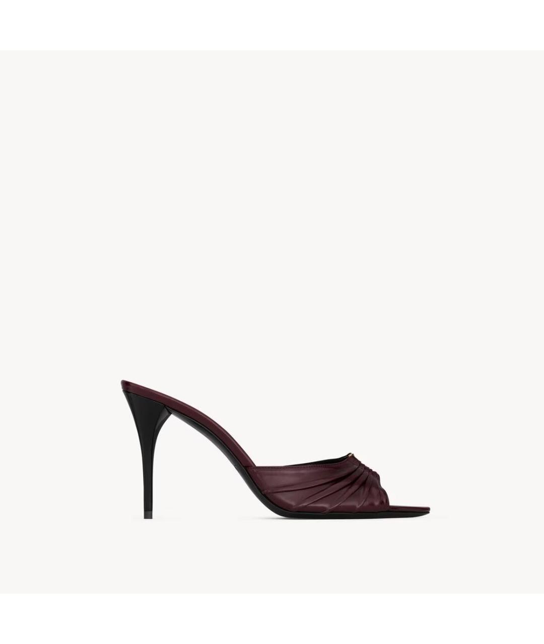 SAINT LAURENT Бордовые мюли из лакированной кожи, фото 9
