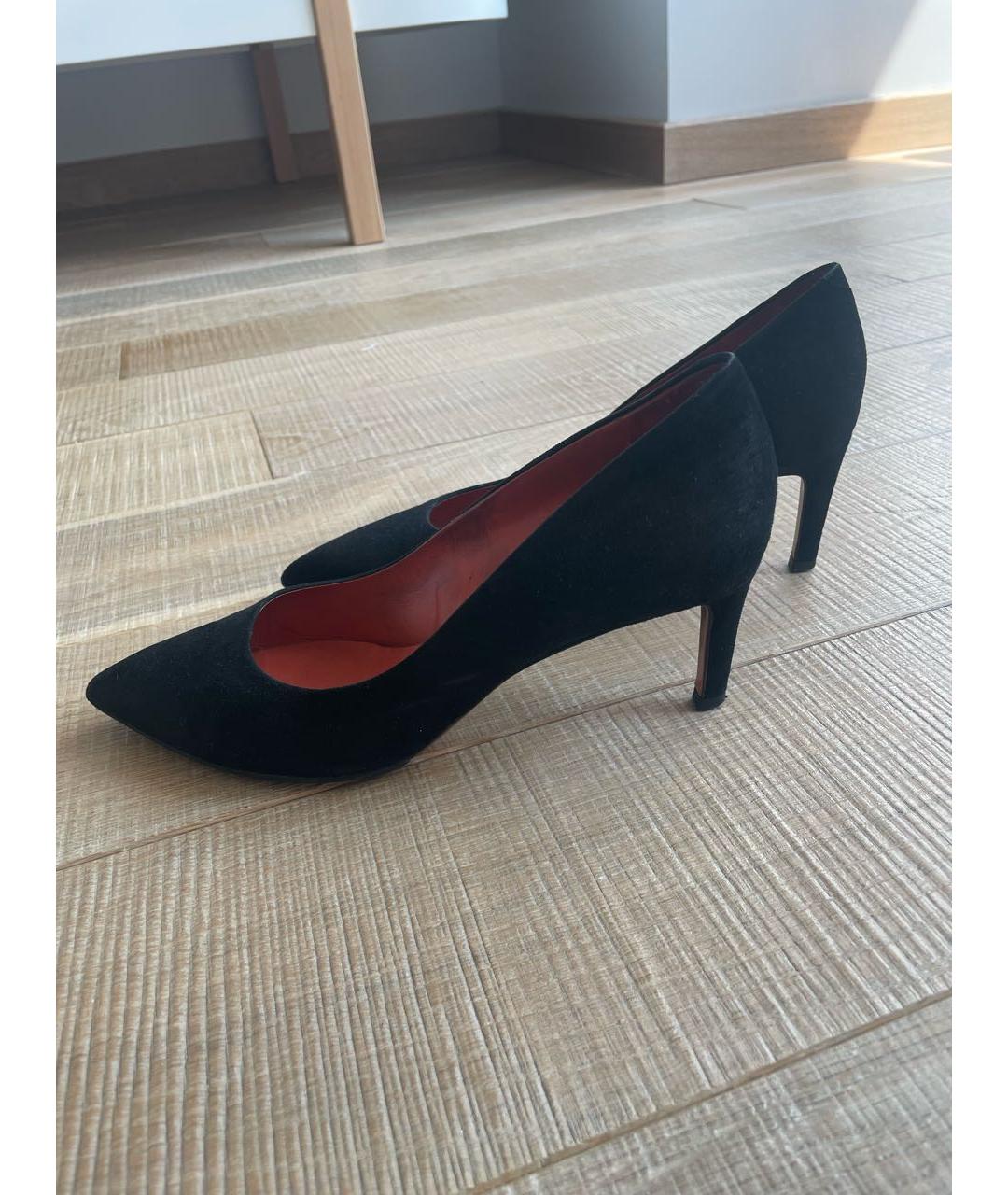 SANTONI Черные замшевые лодочки на низком каблуке, фото 3