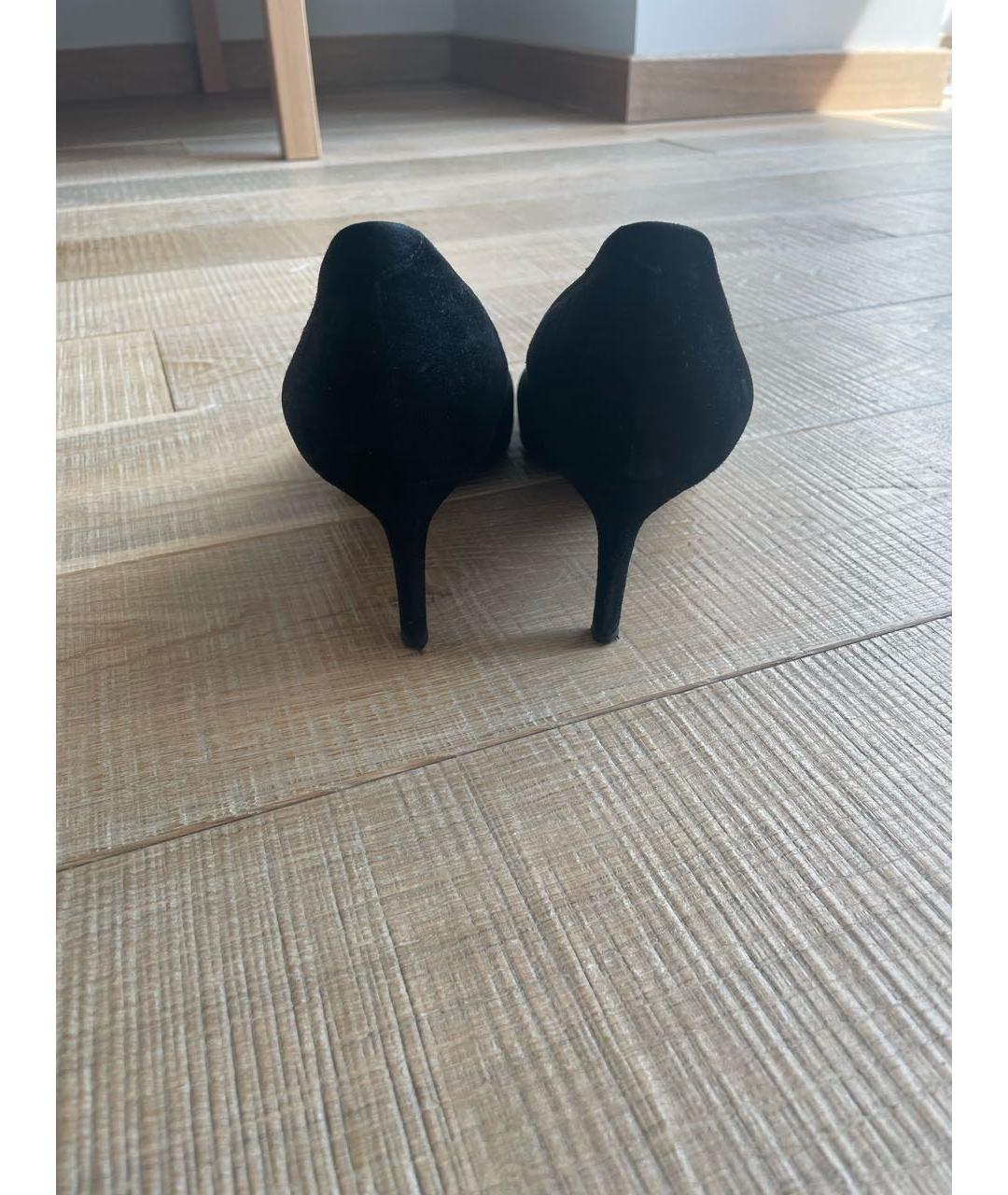 SANTONI Черные замшевые лодочки на низком каблуке, фото 4