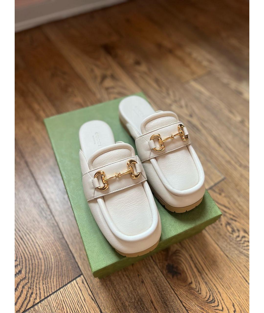 GUCCI Белые кожаные мюли, фото 2