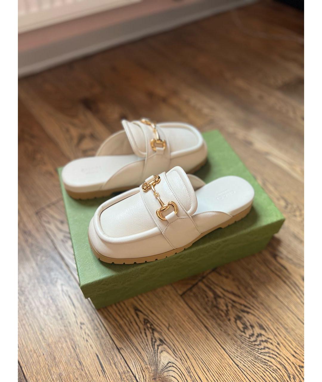 GUCCI Белые кожаные мюли, фото 7