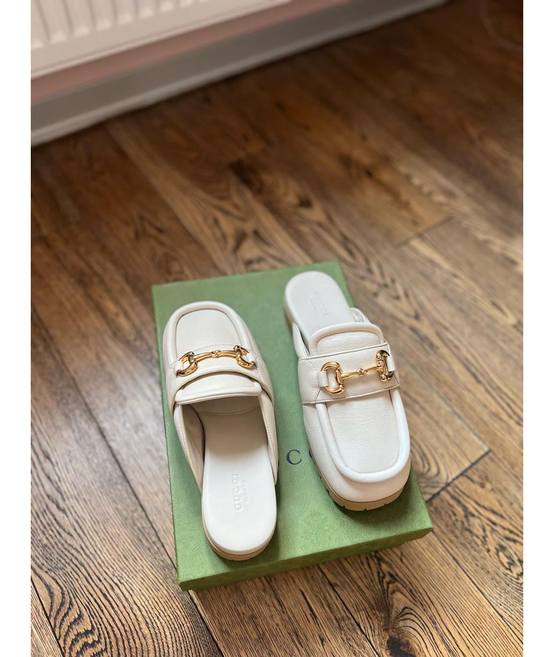 GUCCI Белые кожаные мюли, фото 3