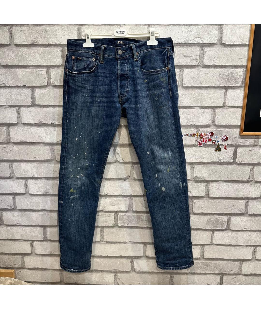 POLO RALPH LAUREN Темно-синие хлопко-эластановые джинсы скинни, фото 9
