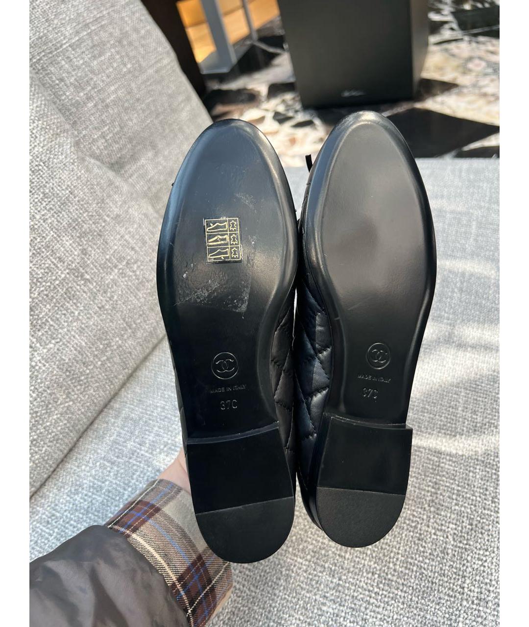 CHANEL Черные кожаные балетки, фото 6