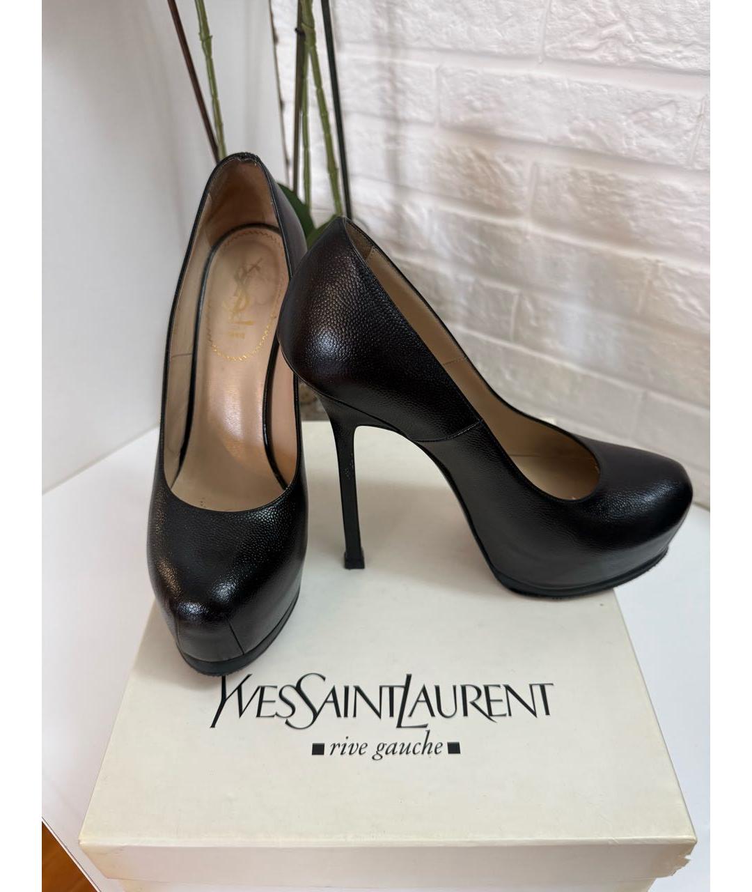 SAINT LAURENT Черные кожаные туфли, фото 5