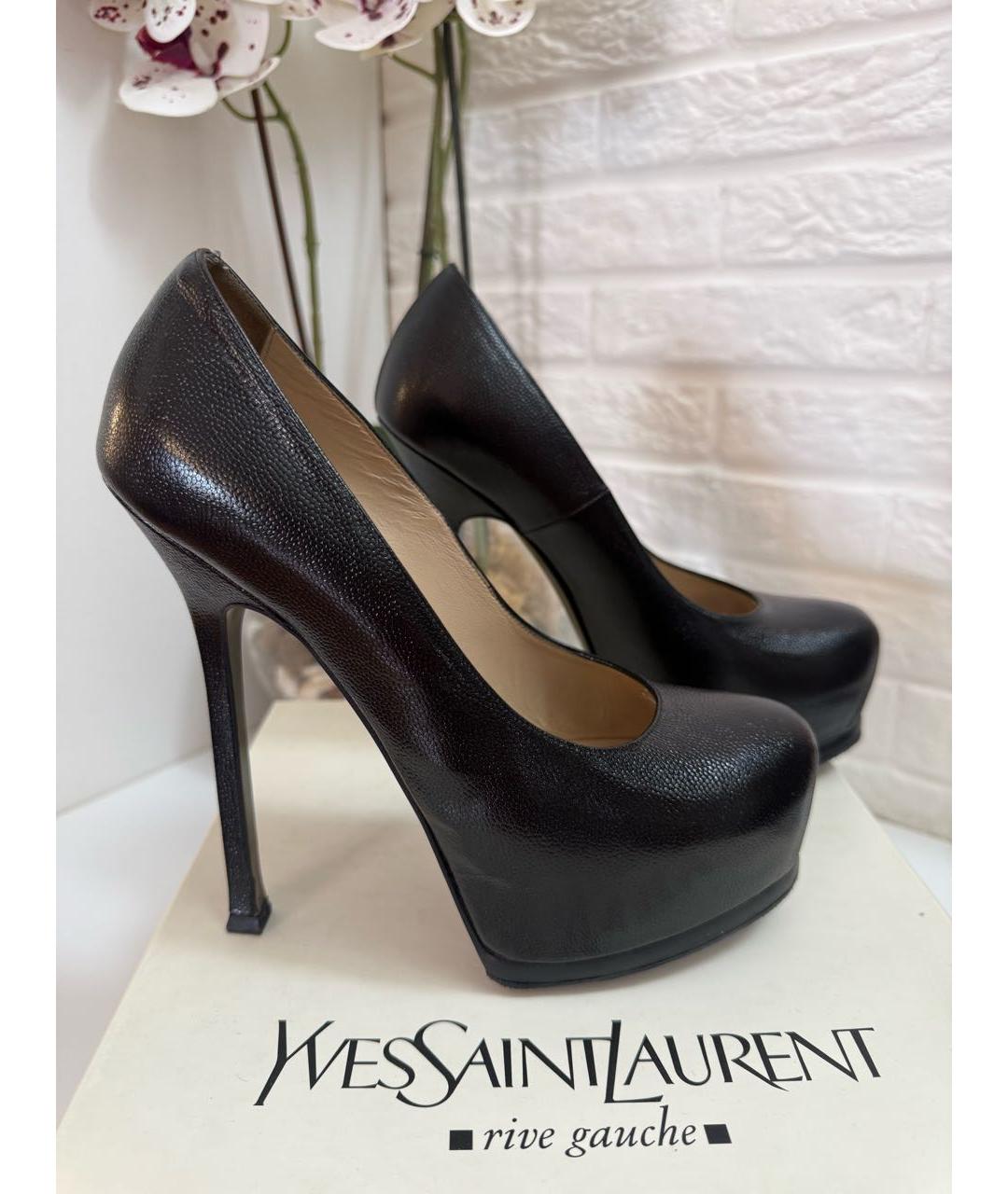 SAINT LAURENT Черные кожаные туфли, фото 6