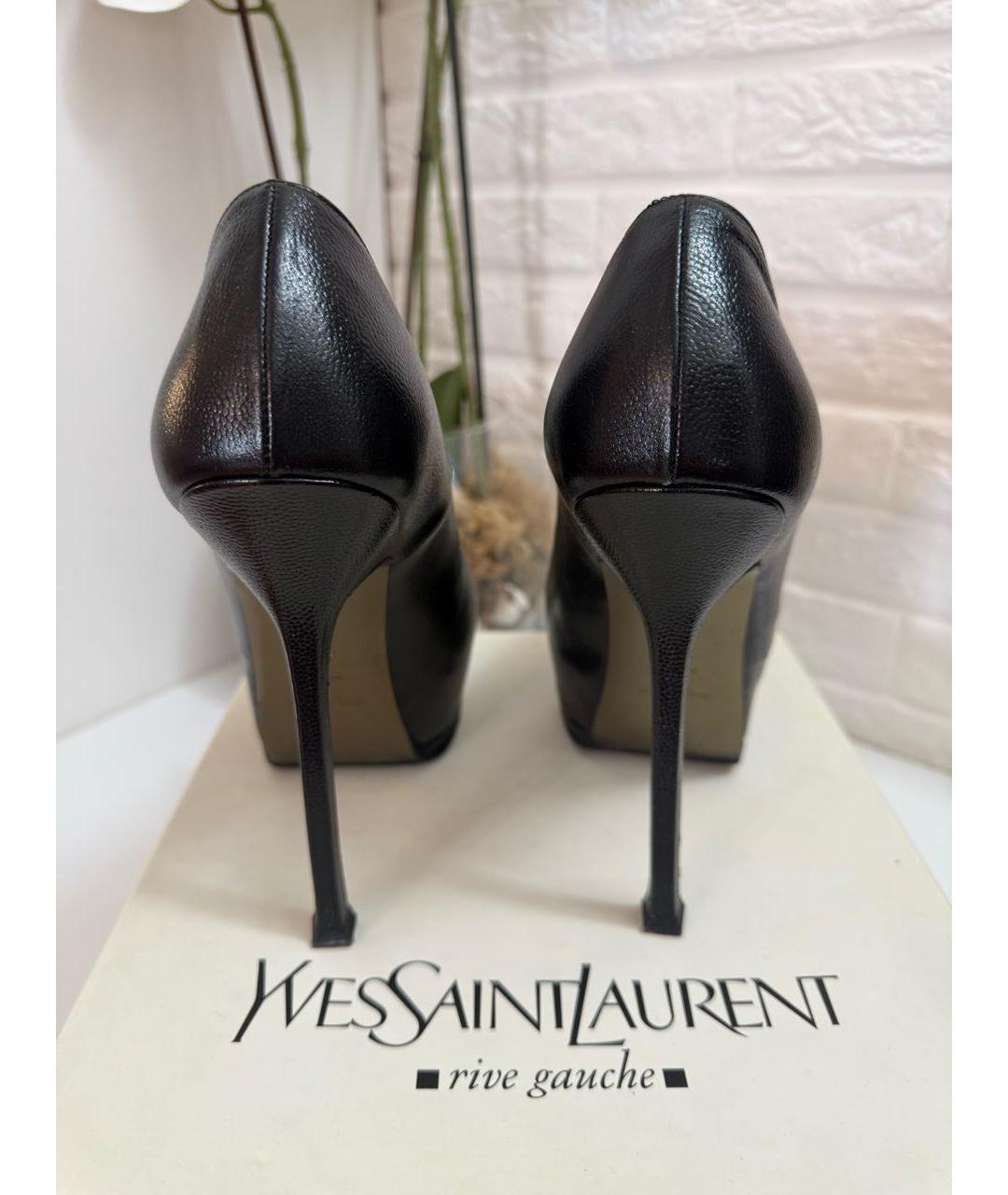 SAINT LAURENT Черные кожаные туфли, фото 7