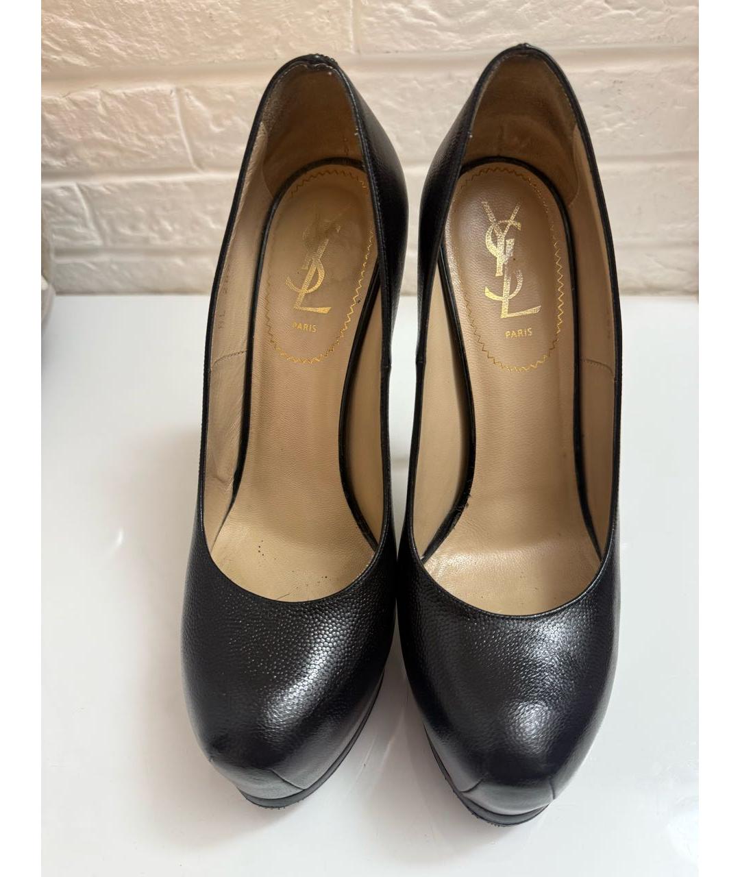 SAINT LAURENT Черные кожаные туфли, фото 2
